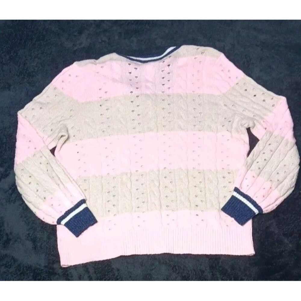Torrid Pointelle Pullover Henley Sweater 2 Striped Preppy Academia Varsity Cozy - Picture 13 of 13